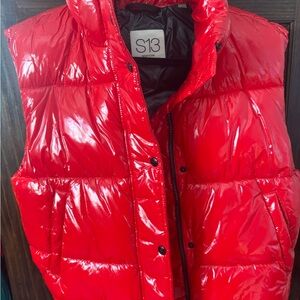 S13 Red cropped Puffer Vest